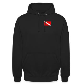Drapeau de plongeur Pavillon de plongée Cadeau de plongeur - Sweat-shirt à capuche unisexe - noir - Devant - Alina (178cm) & Michal (187cm)