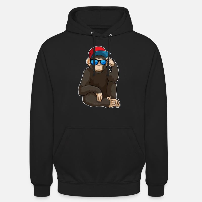Affe mit Sonnenbrille - Unisex Hoodie - Schwarz