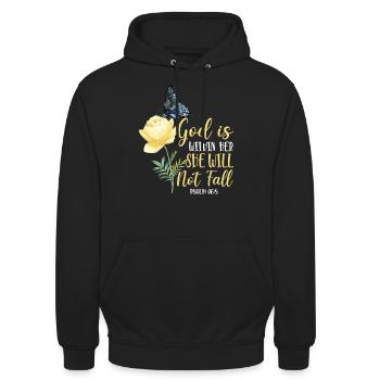 Citation de verset biblique chrétien - Sweat-shirt à capuche unisexe - noir - Devant - Alina (178cm) & Michal (187cm)