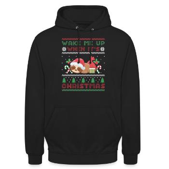 Wake Me Up When It's Christmas Faultier Weihnacht - Unisex Hoodie - Schwarz - Vorne - Alina (178cm) & Michal (187cm)
