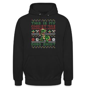 This Is My Christmas Dino Shirt Christmas Dinosaur - Unisex Hoodie - Schwarz - Vorne - Alina (178cm) & Michal (187cm)
