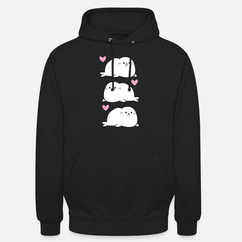 Mignons Phoques Bébés Phoques Amour Phoques - Sweat-shirt à capuche unisexe - noir