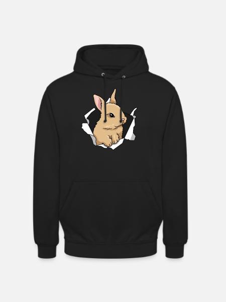 Lapin Percée Mignon Lapin Animal - Sweat-shirt à capuche unisexe - noir