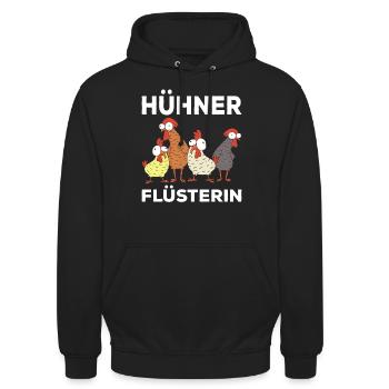 Hühnerflüsterin Huhn Hühnchen Landwirt Hühnerbauer - Unisex Hoodie - Schwarz - Vorne - Alina (178cm) & Michal (187cm)