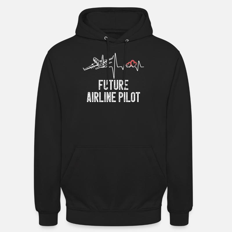 Framtida pilot hjärtslag flygplan - Luvtröja unisex - svart