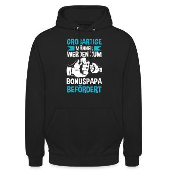 Großartiger Bonuspapa - Unisex Hoodie - Schwarz - Vorne - Alina (178cm) & Michal (187cm)