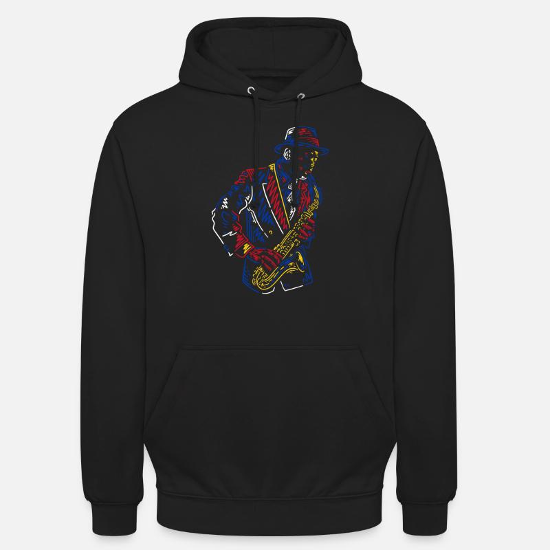 Saxophone Jazz - Sweat-shirt à capuche unisexe - noir