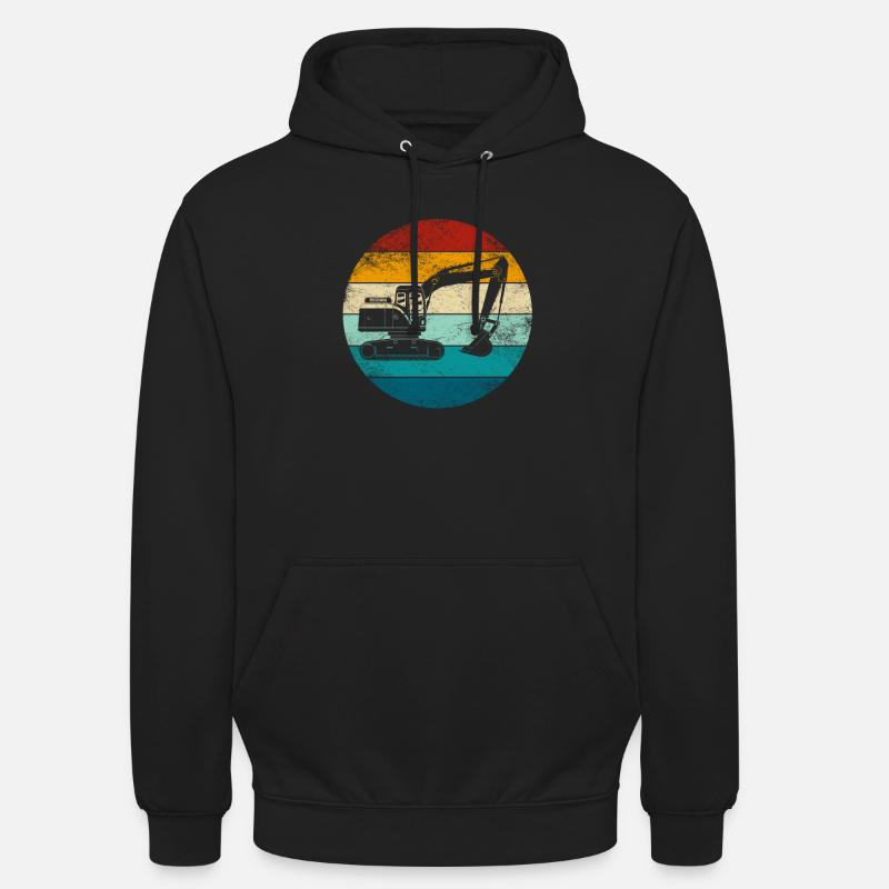 Bagger Baggerfahrer Baustelle Retro Bauarbeiter - Unisex Hoodie - Schwarz