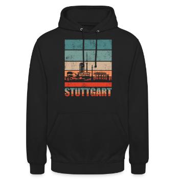 Stuttgart Skyline Geschenkidee - Unisex Hoodie - Schwarz - Vorne - Alina (178cm) & Michal (187cm)