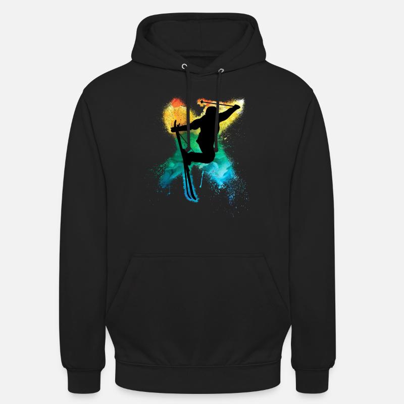 Freeski extrem Freestyle Trick Regenbogen - Unisex Hoodie - Schwarz