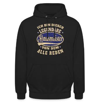 Hausmeister Ich bin dieser legendäre Hausmeister - Unisex Hoodie - Schwarz - Vorne - Alina (178cm) & Michal (187cm)