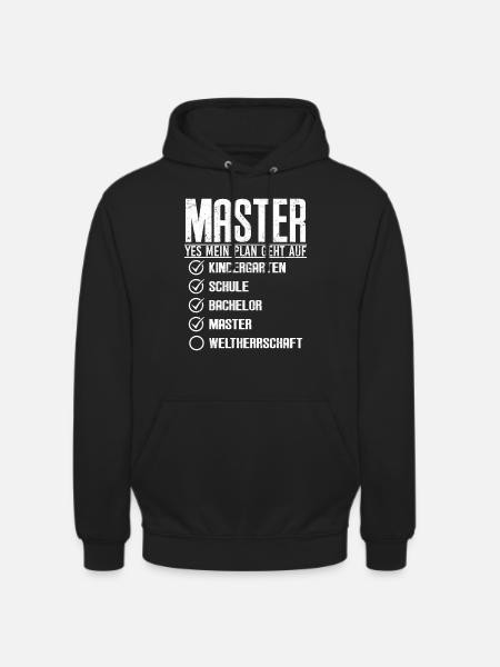 Master Abschluss 2022 dann Weltherrschaft - Unisex Hoodie - Schwarz