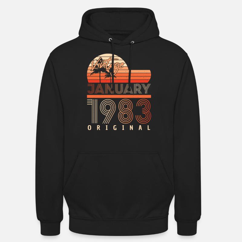 Né janvier 1983 Millésime - Sweat-shirt à capuche unisexe - noir