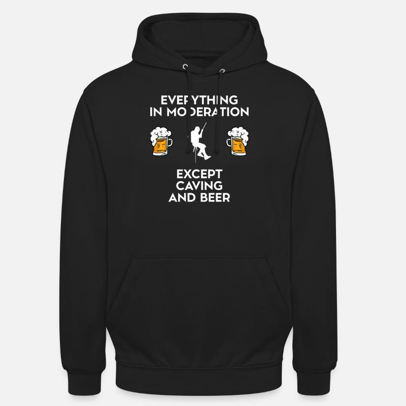 Caving Spelunking Potholing And Beer - Unisex Hoodie - black