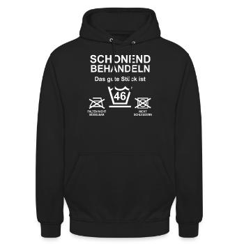 46. Geburtstag 46 Jahre Spruch - Unisex Hoodie - Schwarz - Vorne - Alina (178cm) & Michal (187cm)