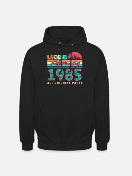 Né en février 1985 Retro - Sweat-shirt à capuche unisexe - noir