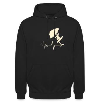 Wing Surf Herzschlag Wing Foiler Herz Wing Foil - Unisex Hoodie - Schwarz - Vorne - Alina (178cm) & Michal (187cm)