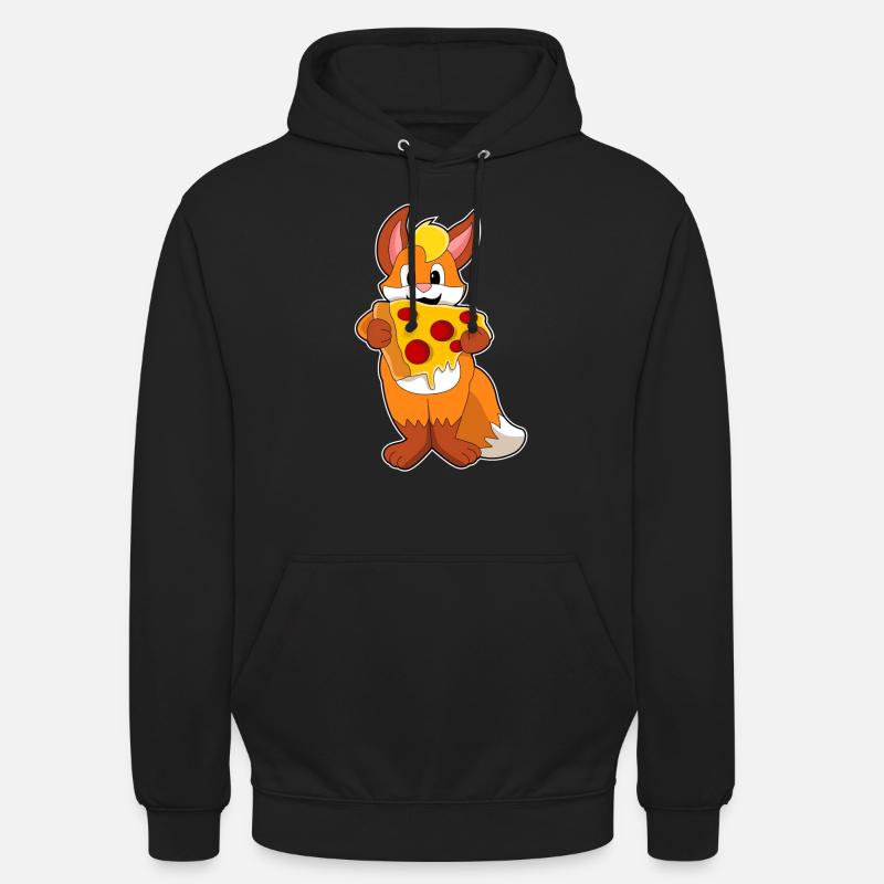 Fuchs mit Pizza - Unisex Hoodie - Schwarz