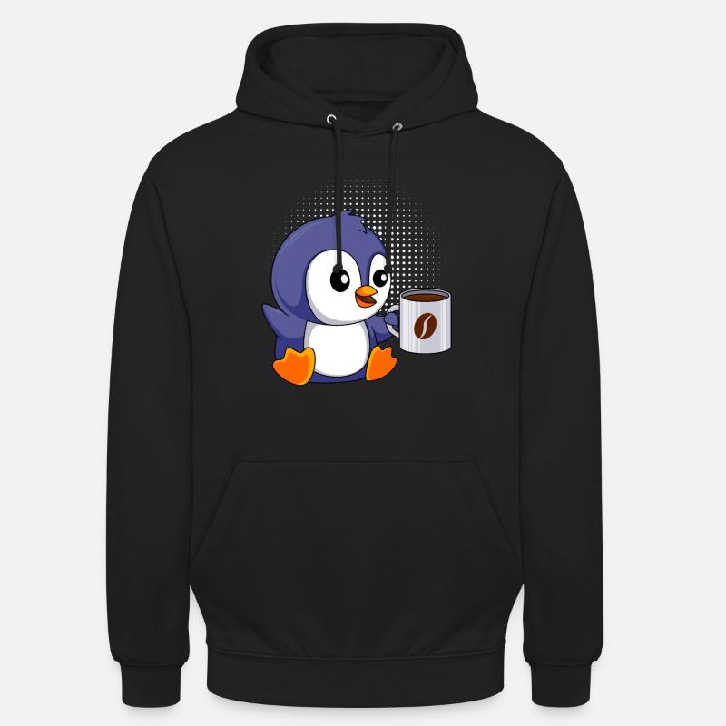 Café Pingouin Bébé Pingouin Café Junkie - Sweat-shirt à capuche unisexe - noir