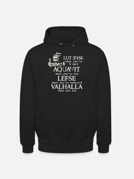 Scandinavian Poe, Viking, Lutefisk - Unisex Hoodie - black