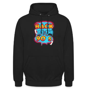 Back To The 90s Retro Party 90er Jahre - Unisex Hoodie - Schwarz - Vorne - Alina (178cm) & Michal (187cm)