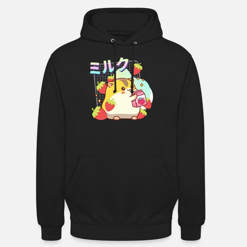 Erdbeeren Milchshake Hamster - Unisex Hoodie - Schwarz
