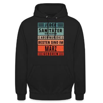 Rettungsdienst Geburtstag März geboren Sanitäter - Unisex Hoodie - Schwarz - Vorne - Alina (178cm) & Michal (187cm)