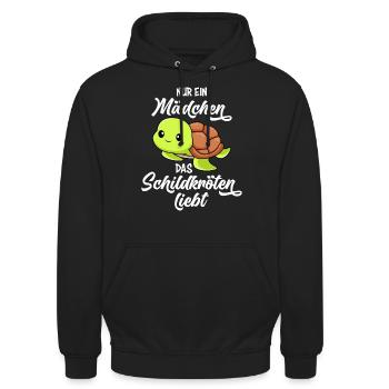Mädchen das Schildkröten liebt Kinder Mädchen - Unisex Hoodie - Schwarz - Vorne - Alina (178cm) & Michal (187cm)