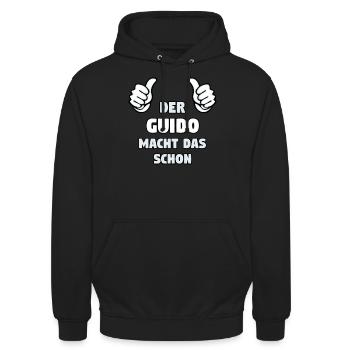 GUIDO Vorname Name Lustig Spruch - Unisex Hoodie - Schwarz - Vorne - Alina (178cm) & Michal (187cm)