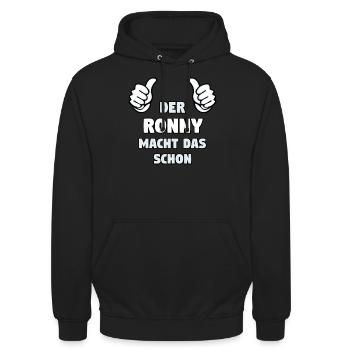 RONNY Vorname Name Lustig Spruch - Unisex Hoodie - Schwarz - Vorne - Alina (178cm) & Michal (187cm)