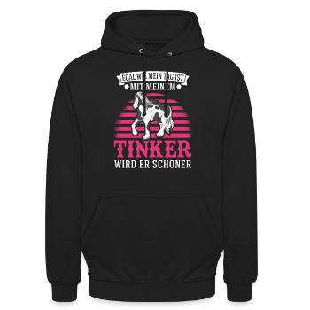 Irish Tinker Pferd Tinkerpferd - Unisex Hoodie - Schwarz - Vorne - Alina (178cm) & Michal (187cm)