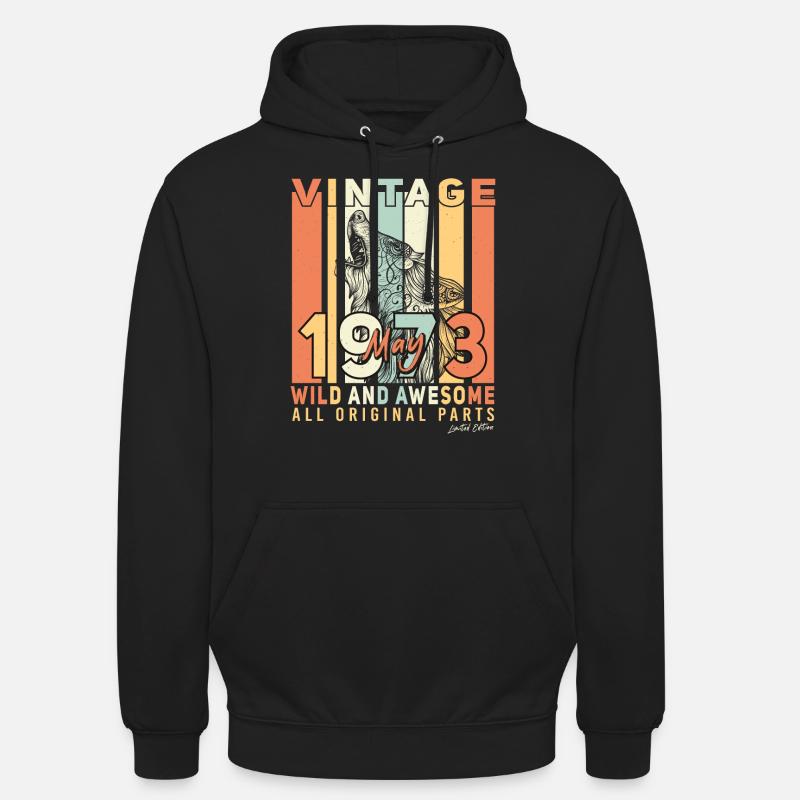 Salutations d’anniversaire mai 1973 - Sweat-shirt à capuche unisexe - noir