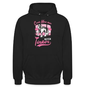 Coole Mädchen reiten Tinker Irish Tinker - Unisex Hoodie - Schwarz - Vorne - Alina (178cm) & Michal (187cm)
