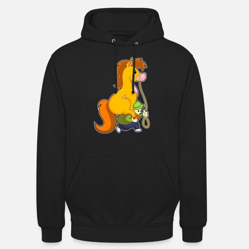 Pferd mit Junge - Unisex Hoodie - Schwarz
