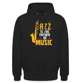 Jazz Geschenk Saxophon Musik Instrument Blasmusik - Unisex Hoodie - Schwarz - Vorne - Alina (178cm) & Michal (187cm)