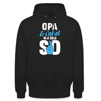 Opa und Enkel - Unisex Hoodie - Schwarz - Vorne - Alina (178cm) & Michal (187cm)