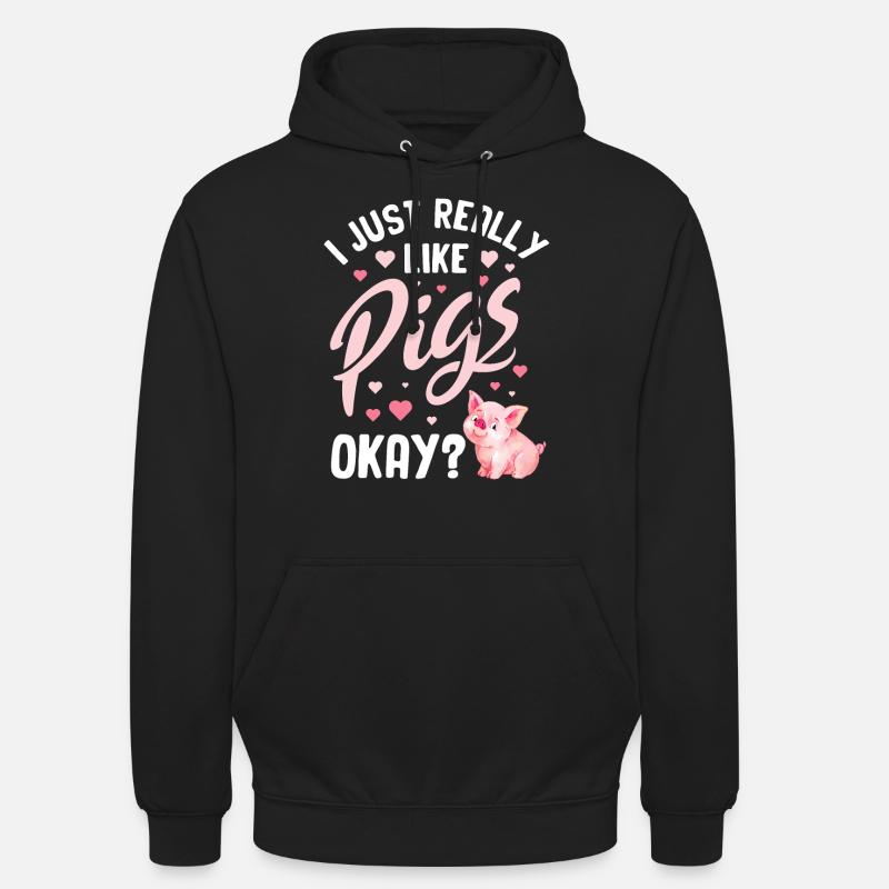 Cochon - Sweat-shirt à capuche unisexe - noir