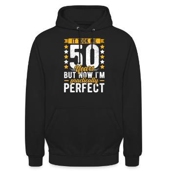 50. Geburtstag 50 Jahre alt Mann Frau 50ter 50er - Unisex Hoodie - Schwarz - Vorne - Alina (178cm) & Michal (187cm)