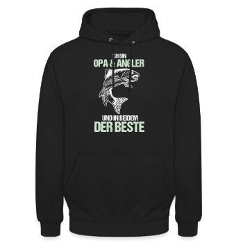 Angler Angeln Opa - Unisex Hoodie - Schwarz - Vorne - Alina (178cm) & Michal (187cm)