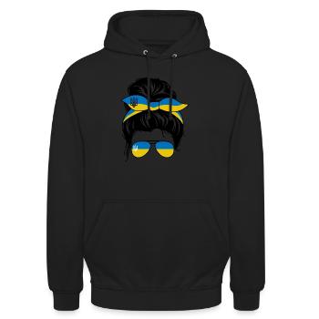 Ukraine Girl Stirnband Starke Frau Dutt Ukraine - Unisex Hoodie - Schwarz - Vorne - Alina (178cm) & Michal (187cm)