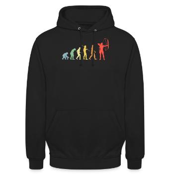 Bogen Evolution Retro Bogenschießen Bogenschütze - Unisex Hoodie - Schwarz - Vorne - Alina (178cm) & Michal (187cm)