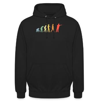 Dart Evolution Retro Darts Joueur de fléchettes - Sweat-shirt à capuche unisexe - noir - Devant - Alina (178cm) & Michal (187cm)