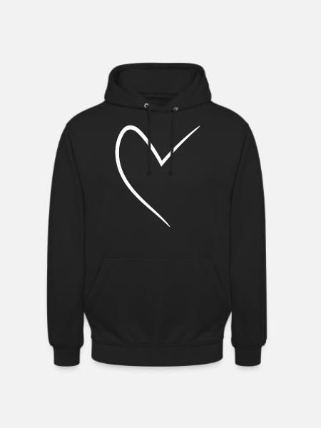 White Half Heart - Unisex Hoodie - black
