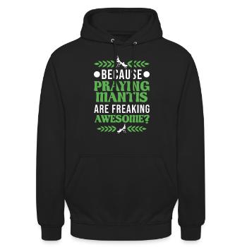 Gottesanbeterin Mantis Fangschrecke - Unisex Hoodie - Schwarz - Vorne - Alina (178cm) & Michal (187cm)