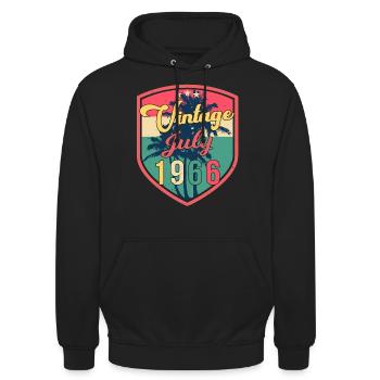 Vintage 1966 in July - Unisex Hoodie - black - Front - Alina (178cm) & Michal (187cm)