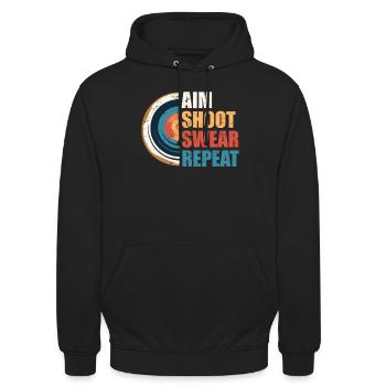 Zielen Schießen Fluchen Zielscheibe - Unisex Hoodie - Schwarz - Vorne - Alina (178cm) & Michal (187cm)