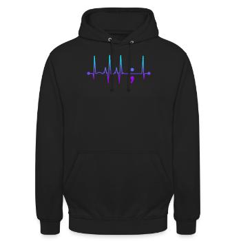 Semikolon Herz schlug Selbstmordbewusstsein Selbst - Unisex Hoodie - Schwarz - Vorne - Alina (178cm) & Michal (187cm)