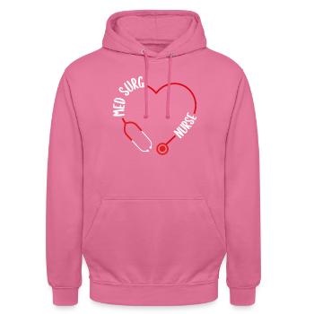 Med Surg Infirmière Stéthoscope Med Surg Soins Infirmiers - Sweat-shirt à capuche unisexe - rose - Devant - Alina (178cm) & Michal (187cm)