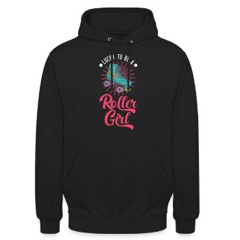 Lucky to be a Roller Girl Rollschuhe - Unisex Hoodie - Schwarz - Vorne - Alina (178cm) & Michal (187cm)