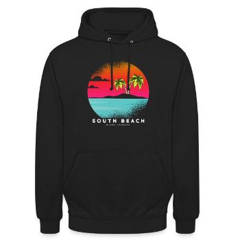 Miami Floride South Beach Vacances d’été - Sweat-shirt à capuche unisexe - noir - Devant - Alina (178cm) & Michal (187cm)